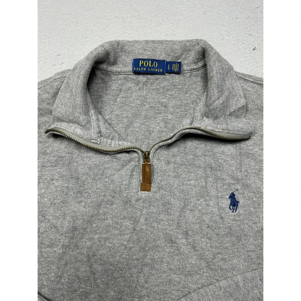 Polo Ralph Lauren Quarter Zip Pullover Cotton Gray Large Mens
